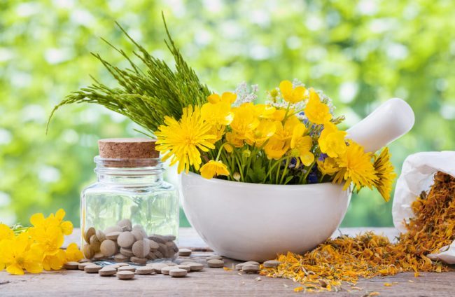 Homeopathic remedies with yellow flowers